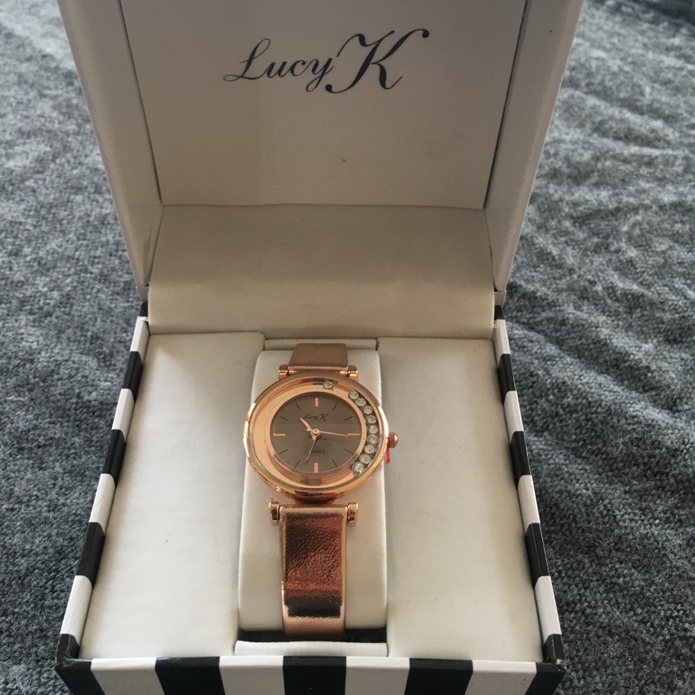 Lucy K Rose Gold Watch with Crystals